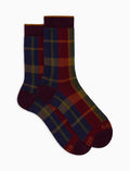 Calze corte uomo cotone viola fantasia tartan - Gallo 1927 - Official Online Shop
