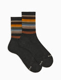 Calze corte uomo spugna di cotone caldo grigie e fascia righe multicolor