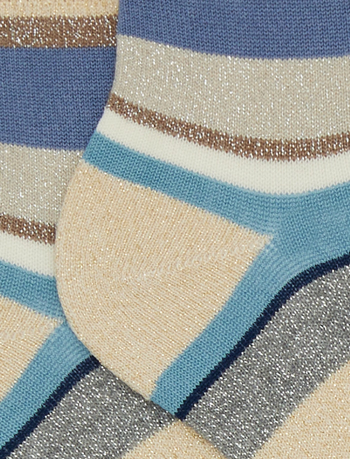Calze cortissime bambino cotone a righe multicolor lurex - Gallo 1927 - Official Online Shop