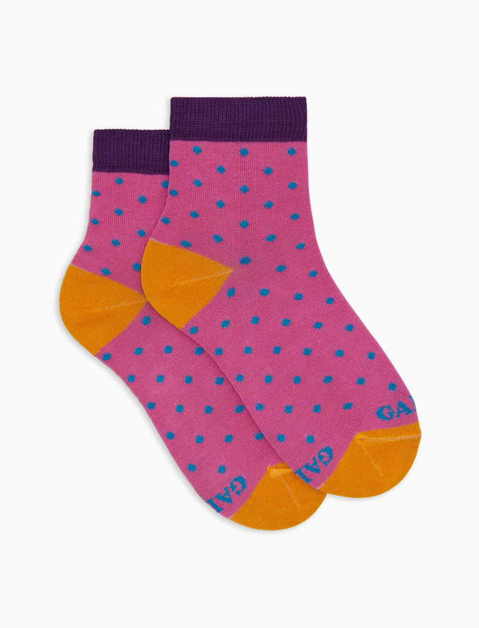 Calze cortissime bambino cotone fantasia pois rosa - Gallo 1927 - Official Online Shop