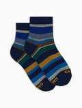Calze cortissime bambino cotone righe multicolor blu - Gallo 1927 - Official Online Shop