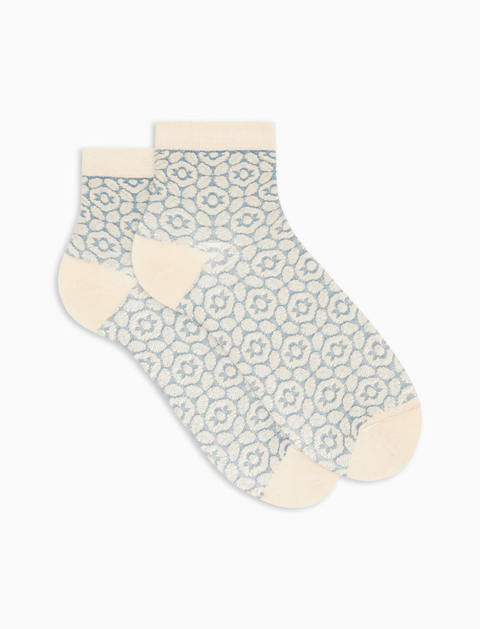 Calze cortissime donna cotone fantasia geometrico beige - Gallo 1927 - Official Online Shop