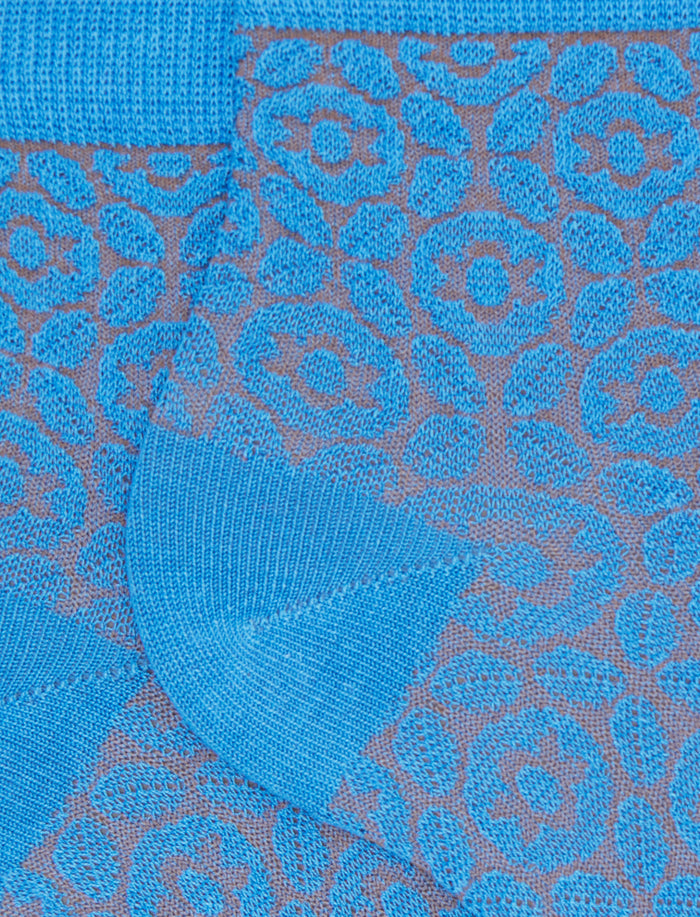 Calze cortissime donna cotone fantasia geometrico blu - Gallo 1927 - Official Online Shop