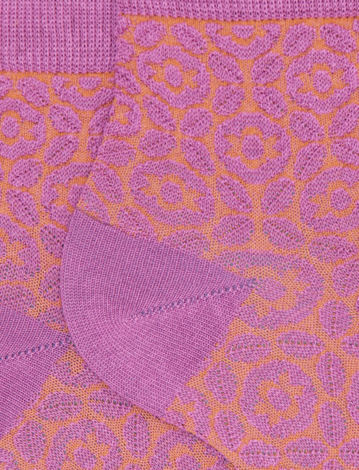 Calze cortissime donna cotone fantasia geometrico viola - Gallo 1927 - Official Online Shop