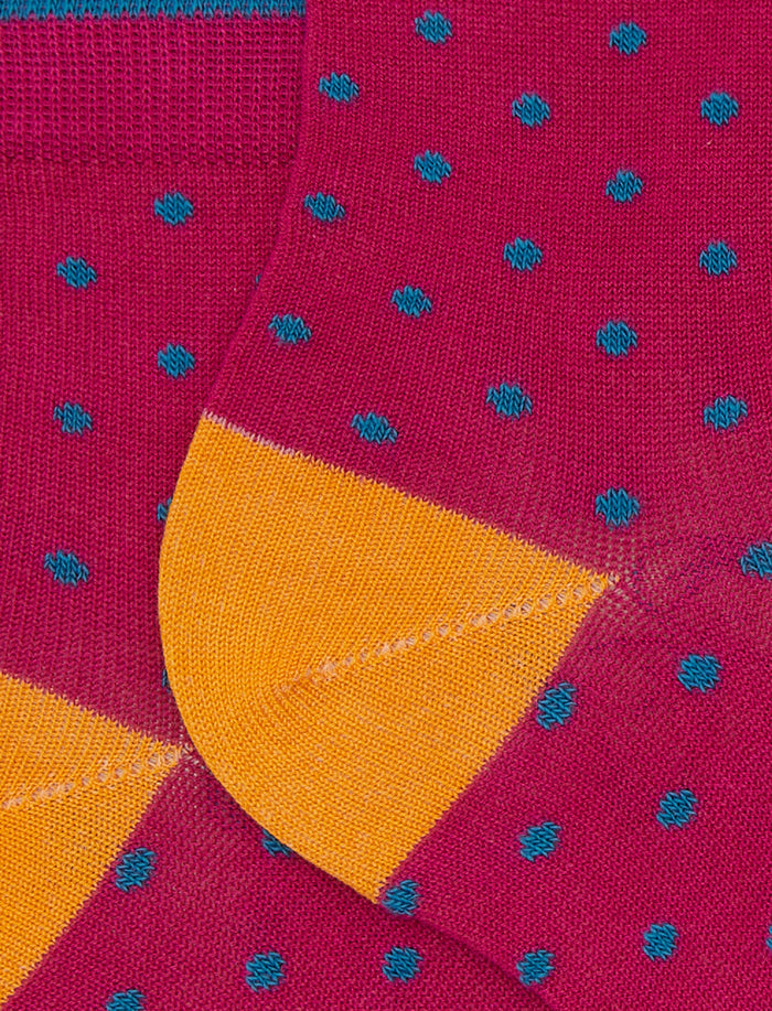Calze cortissime donna cotone fantasia pois fucsia - Gallo 1927 - Official Online Shop