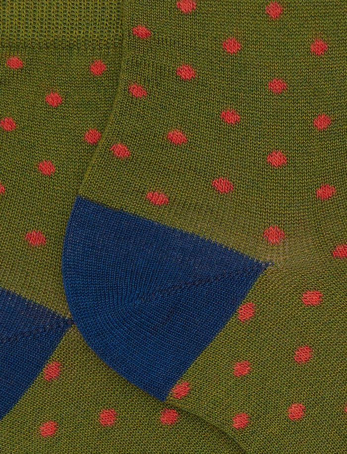 Calze cortissime donna cotone fantasia pois verde - Gallo 1927 - Official Online Shop