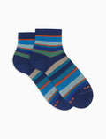 Calze cortissime donna cotone righe multicolor blu - Gallo 1927 - Official Online Shop