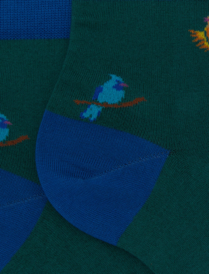 Calze cortissime donna cotone verde fantasia picchio - Gallo 1927 - Official Online Shop