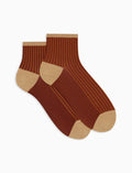 Calze cortissime donna poliammide twin rib marrone con effetto scintillante - Gallo 1927 - Official Online Shop