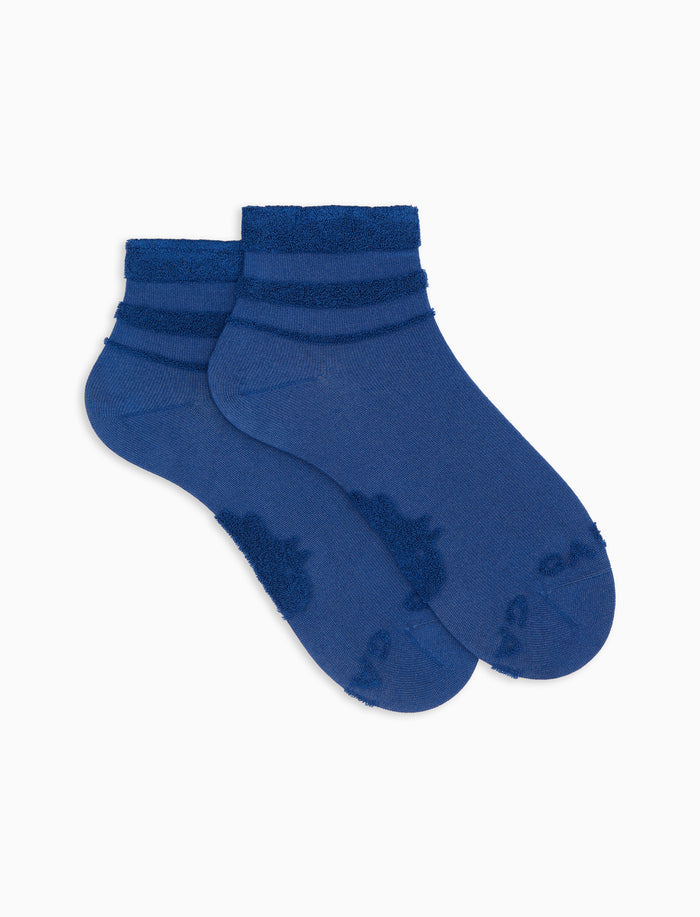 Calze cortissime unisex cotone tinta unita blu con dettagli in spugna di cotone - Gallo 1927 - Official Online Shop