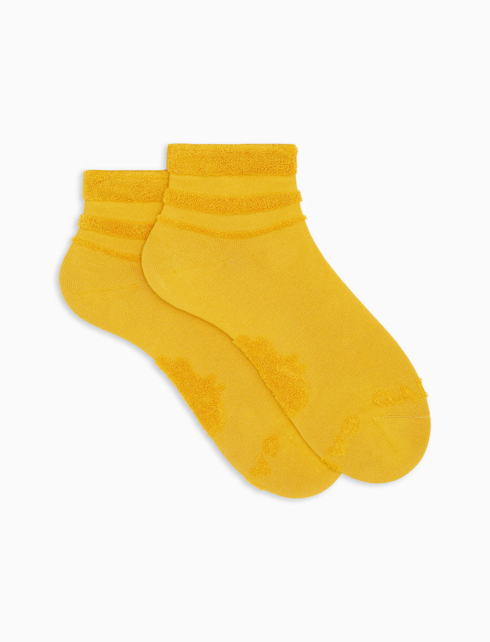 Calze cortissime unisex cotone tinta unita giallo con dettagli in spugna di cotone - Gallo 1927 - Official Online Shop