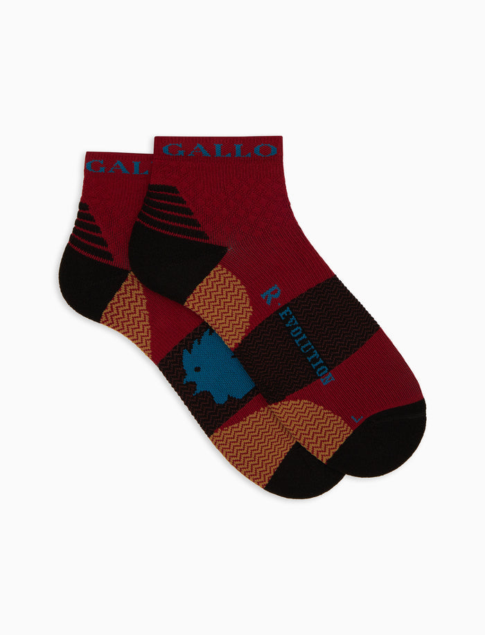 Calze cortissime unisex spugna tecnica bordò fantasia chevron - Gallo 1927 - Official Online Shop