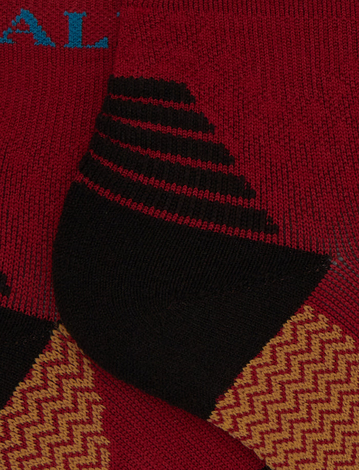 Calze cortissime unisex spugna tecnica bordò fantasia chevron - Gallo 1927 - Official Online Shop