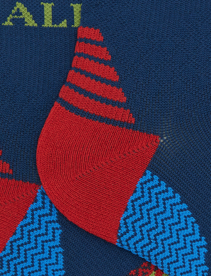 Calze cortissime unisex spugna tecnica tinta unita chevron blu