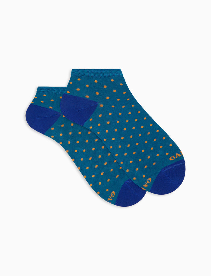 Calze fantasmini donna cotone fantasia pois azzurro - Gallo 1927 - Official Online Shop