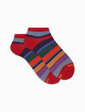 Calze fantasmini donna cotone righe multicolor rosso - Gallo 1927 - Official Online Shop