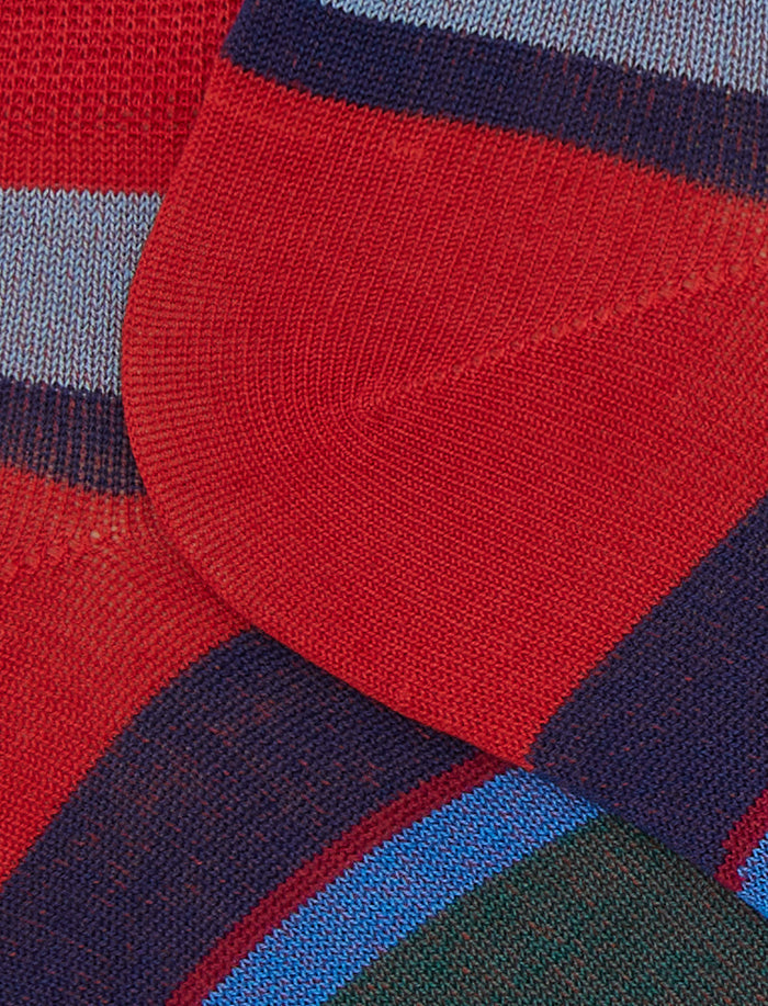 Calze fantasmini donna cotone righe multicolor rosso - Gallo 1927 - Official Online Shop