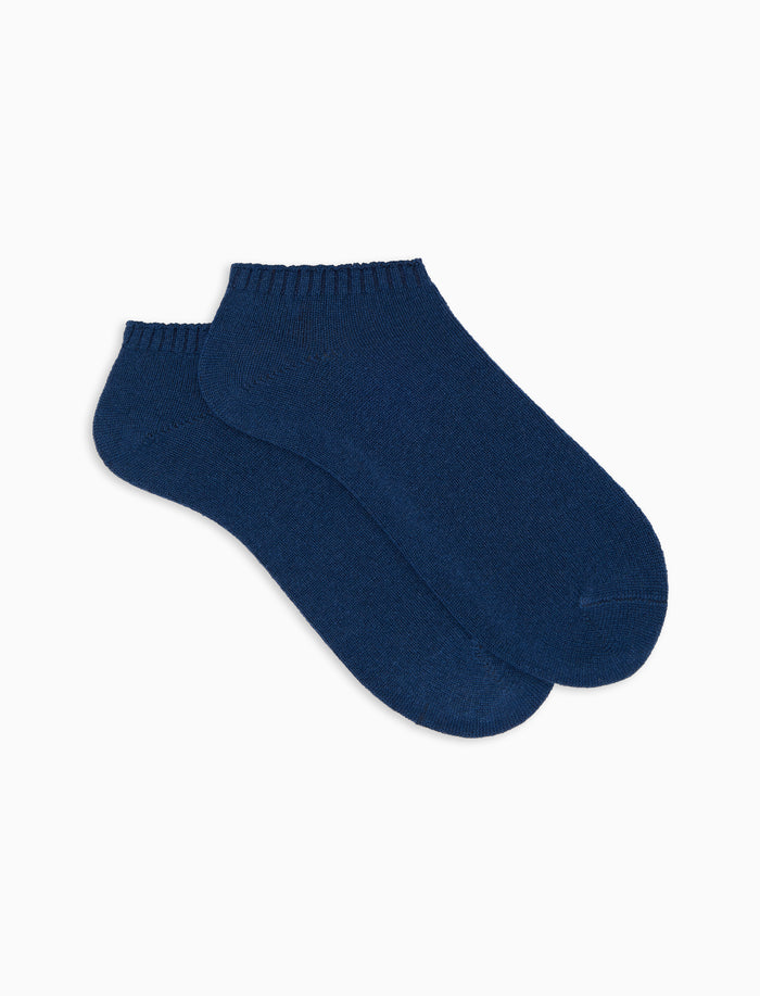 Calze fantasmini uomo cashmere blu tinta unita - Gallo 1927 - Official Online Shop