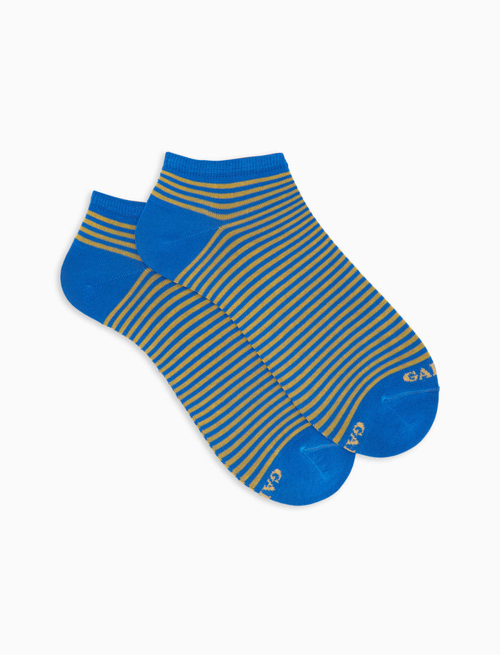 Calze fantasmini uomo cotone righe windsor azzurro - Gallo 1927 - Official Online Shop