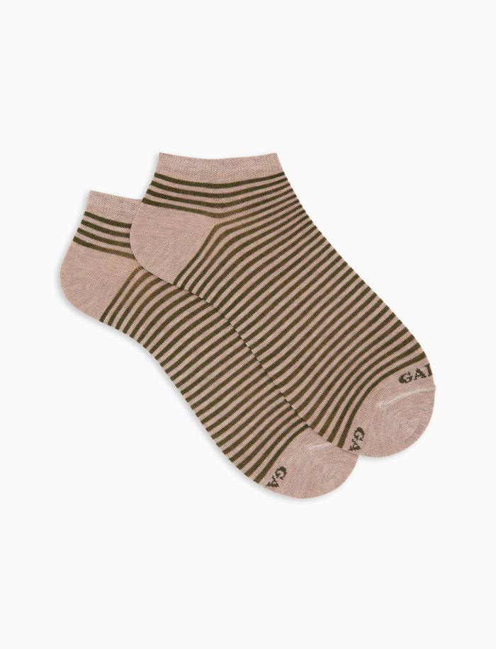Calze fantasmini uomo cotone righe windsor beige - Gallo 1927 - Official Online Shop