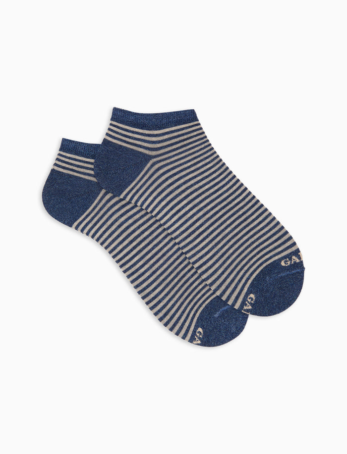 Calze fantasmini uomo cotone righe windsor blu - Gallo 1927 - Official Online Shop