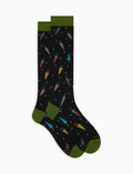 Calze lughe uomo cotone grigio fantasia ombrelli colorati - Gallo 1927 - Official Online Shop