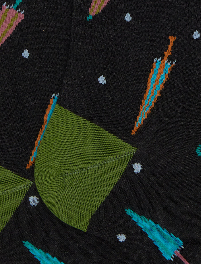 Calze lughe uomo cotone grigio fantasia ombrelli colorati - Gallo 1927 - Official Online Shop