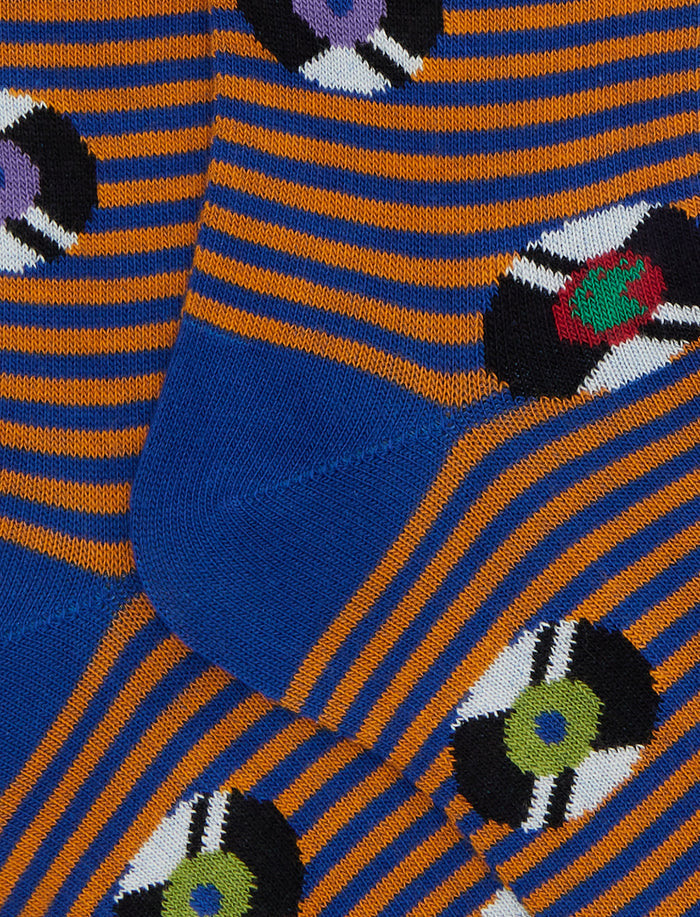 Calze lunghe bambino cotone blu fantasia dischi vinile - Gallo 1927 - Official Online Shop