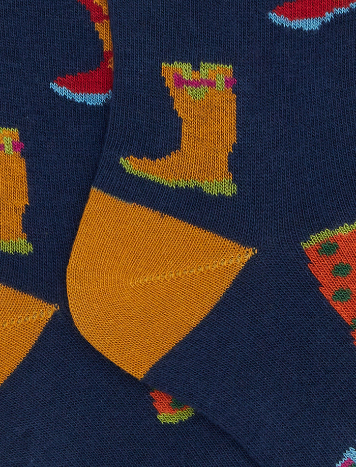 Calze lunghe bambino cotone blu fantasia stivali da pioggia - Gallo 1927 - Official Online Shop