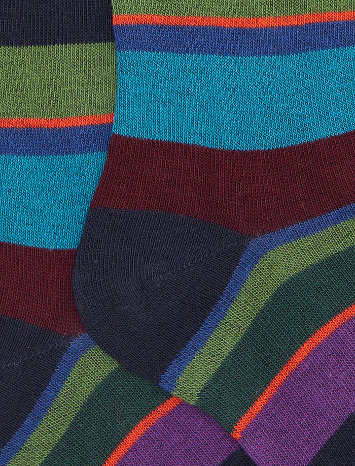 Calze lunghe bambino cotone caldo blu righe multicolor