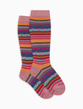 Calze lunghe bambino cotone caldo rosa fantasia mix righe e pois