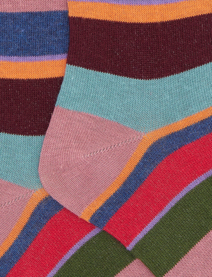 Calze lunghe bambino cotone caldo rosa righe multicolor