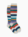 Calze lunghe bambino cotone righe multicolor bianco - Gallo 1927 - Official Online Shop