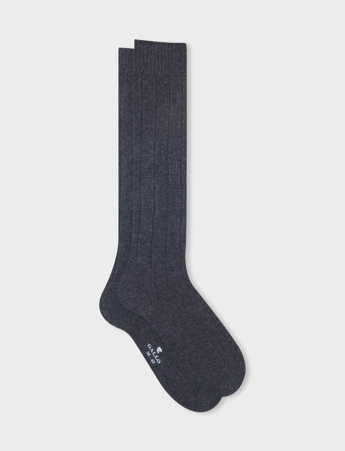Calze lunghe donna cashmere grigio costa tinta unita - Gallo 1927 - Official Online Shop