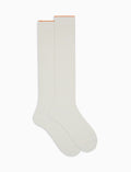 Calze lunghe donna cotone bianco tinta unita a coste - Gallo 1927 - Official Online Shop