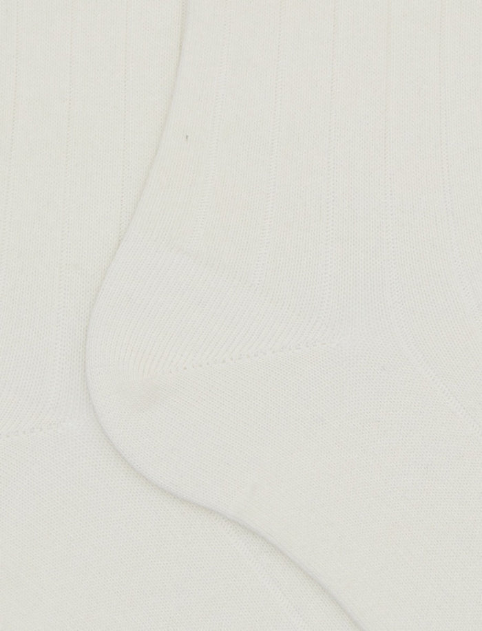 Calze lunghe donna cotone bianco tinta unita a coste - Gallo 1927 - Official Online Shop