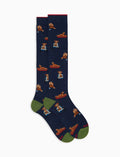 Calze lunghe donna cotone blu fantasia cani - Gallo 1927 - Official Online Shop