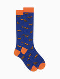 Calze lunghe donna cotone blu fantasia gatti - Gallo 1927 - Official Online Shop