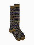 Calze lunghe donna cotone blu fantasia greca natalizia - Gallo 1927 - Official Online Shop