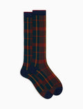Calze lunghe donna cotone blu fantasia tartan - Gallo 1927 - Official Online Shop