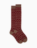 Calze lunghe donna cotone bordò fantasia greca natalizia - Gallo 1927 - Official Online Shop