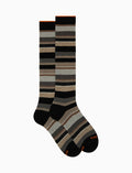 Calze lunghe donna cotone nero righe multicolor - Gallo 1927 - Official Online Shop
