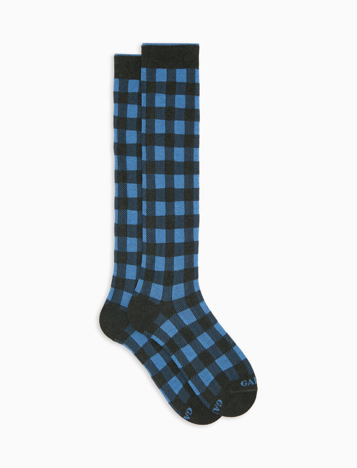 Calze lunghe donna cotone caldo verdi fantasia vichy