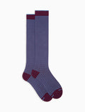 Calze lunghe donna cotone caldo viola righe windsor