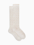 Calze lunghe donna cotone e cashmere bianche traforate