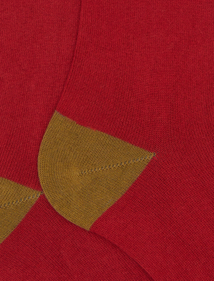 Calze lunghe donna cotone e cashmere rosso tinta unita e contrasti - Gallo 1927 - Official Online Shop