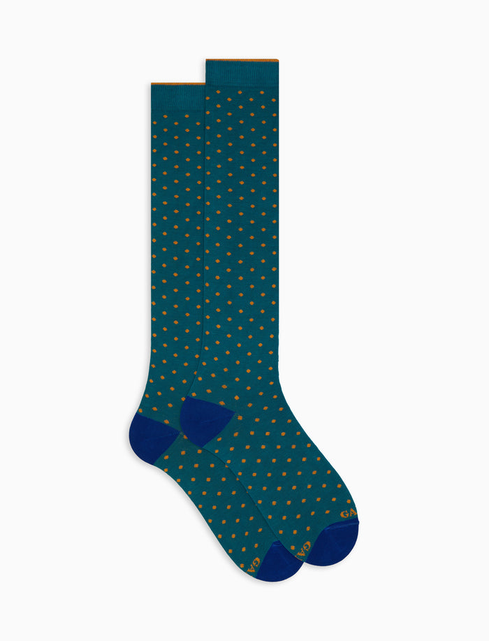 Calze lunghe donna cotone fantasia pois azzurro - Gallo 1927 - Official Online Shop