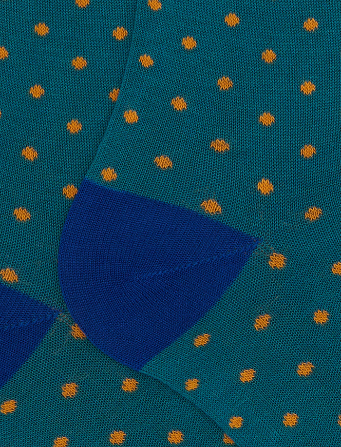 Calze lunghe donna cotone fantasia pois azzurro - Gallo 1927 - Official Online Shop