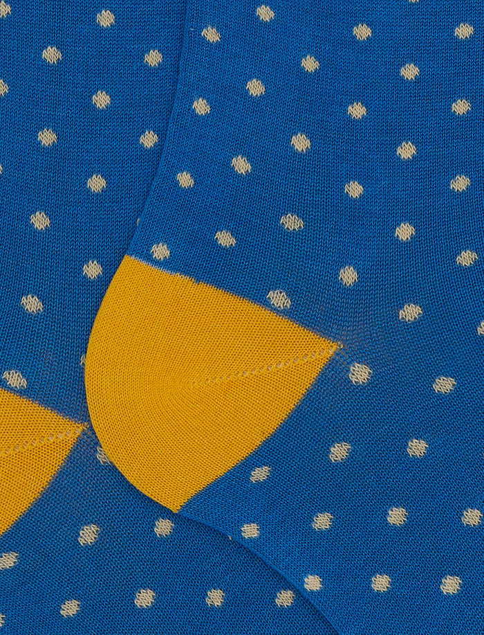 Calze lunghe donna cotone fantasia pois azzurro - Gallo 1927 - Official Online Shop
