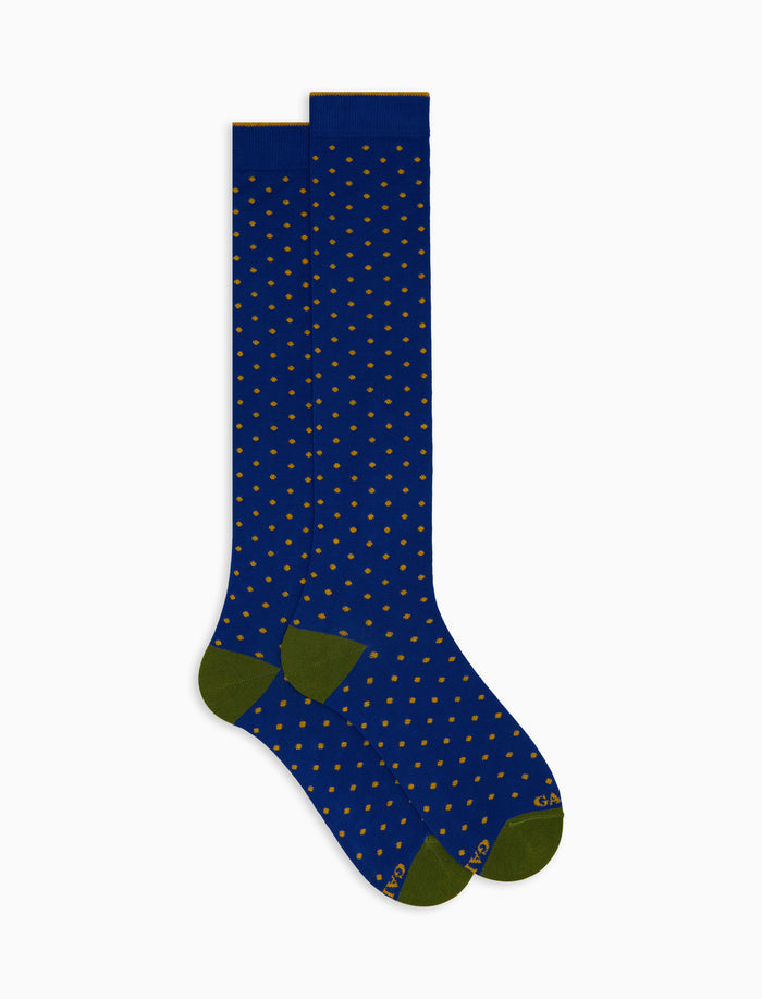 Calze lunghe donna cotone fantasia pois blu - Gallo 1927 - Official Online Shop